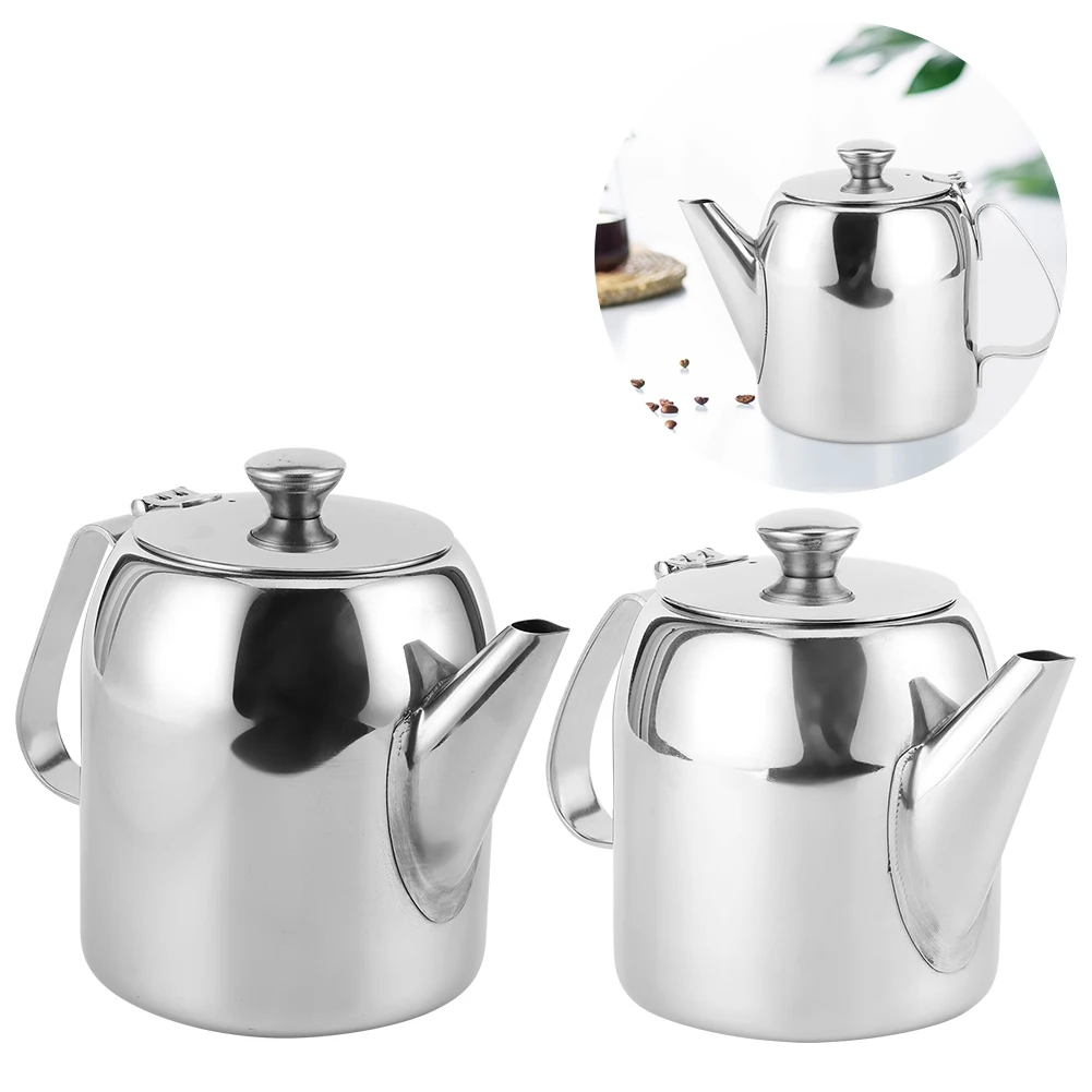 500ML/850ML Coffee Pot Teapot Stainless Steel Cold Kettle Short Spout Round Pot for Hotel Restaurant Home Accessories