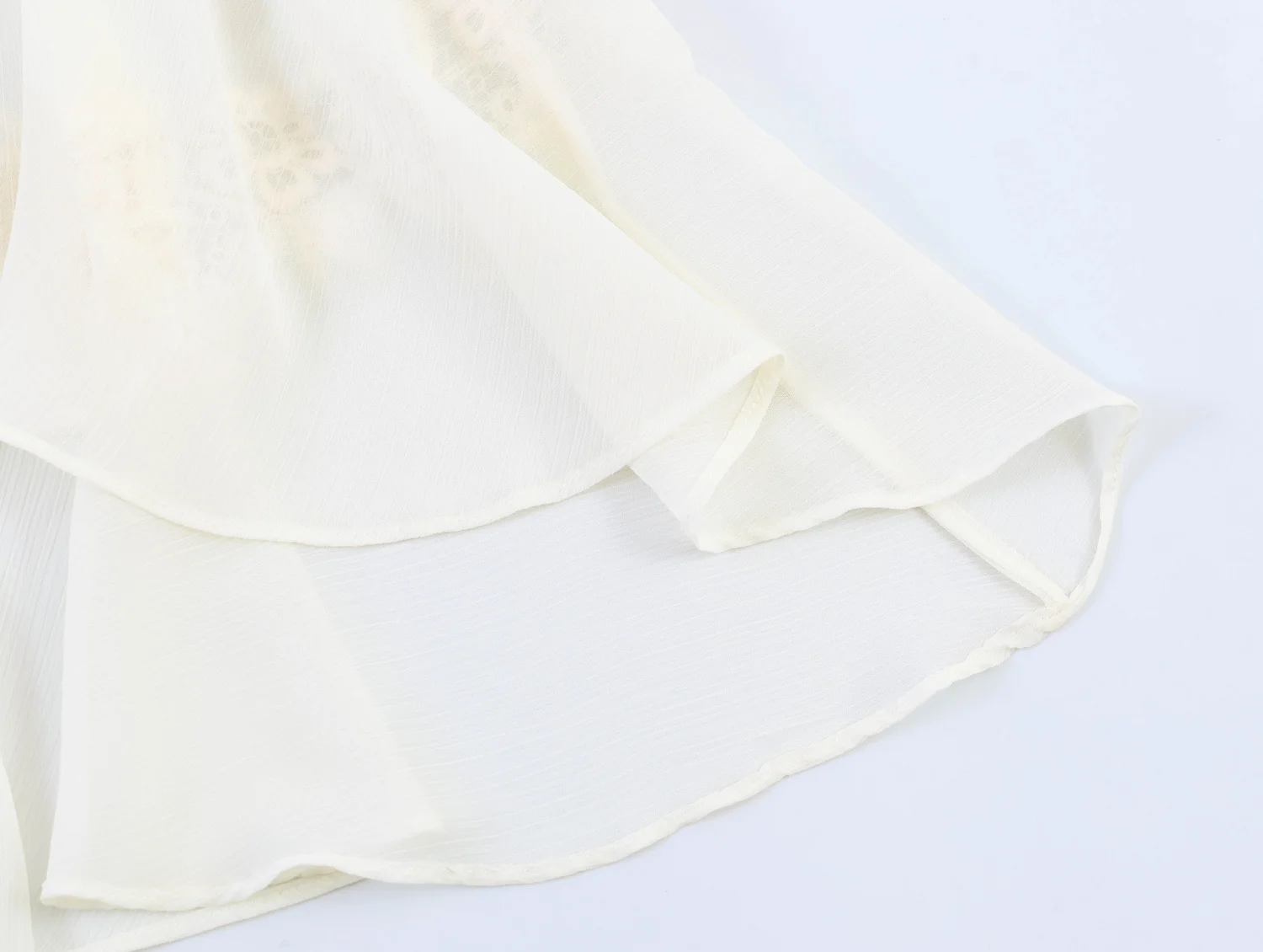 HH Damen Elegante Sexy Spitzenbluse mit Rüschen, V-Ausschnitt, Langen Ärmeln und Transparentem Chiffon, Sommermode 2026 für Abendverabredungen – Detail 9
