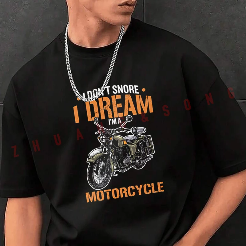 

Мужская футболка с принтом "Motorcycle I Dont Snore I Dream", модная повседневная футболка в уличном стиле, подходит для путешествий и занятий спортом.