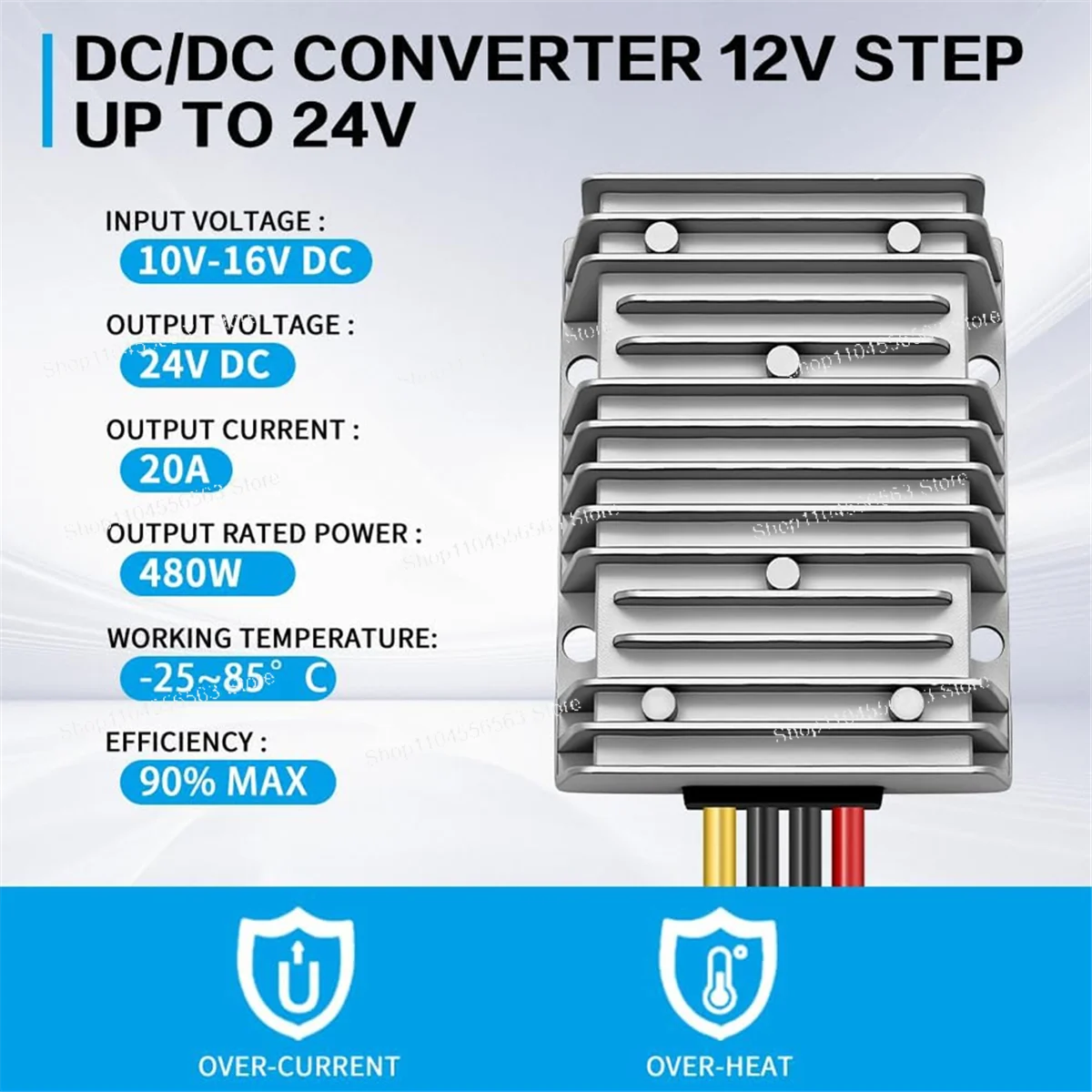 ​ ​ محول دفعة 12 فولت إلى 24 فولت تيار مستمر/تيار مستمر 480 وات 20 أمبير - منظم جهد مقاوم للماء لنظام مركبة السيارة والشاحنة ​ ​