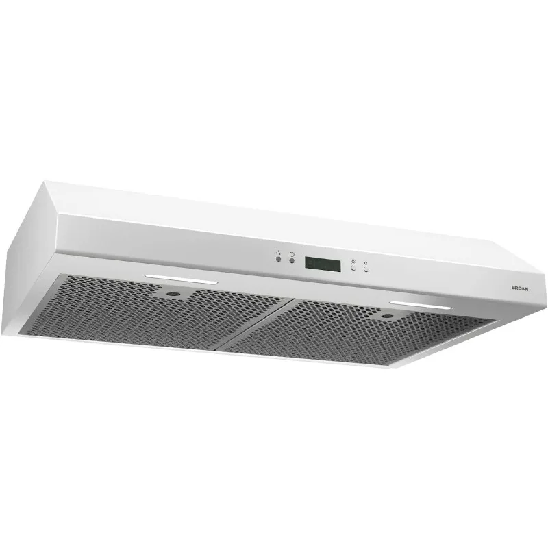 Broan-NuTone BCDJ130WH Glacier 30-inch Under-Cabinet 4-Way Convertible Range Hood with 3-Speed Exhaust Fan and Light, White