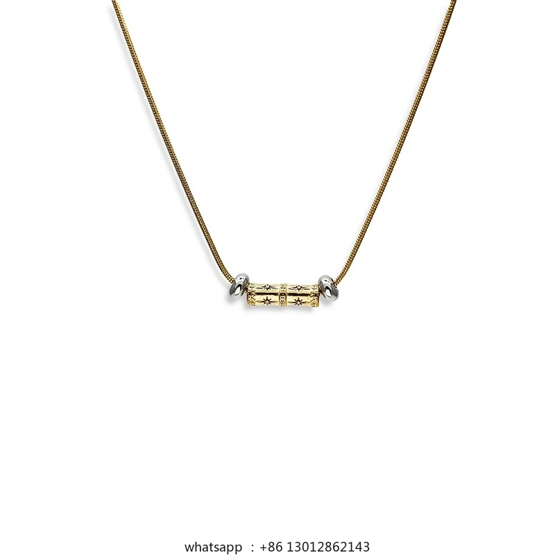 

Золотой и серебряный высококачественный бамбуковый кулон в стиле ретро, ожерелье из титановой стали для мужчин и женщин.