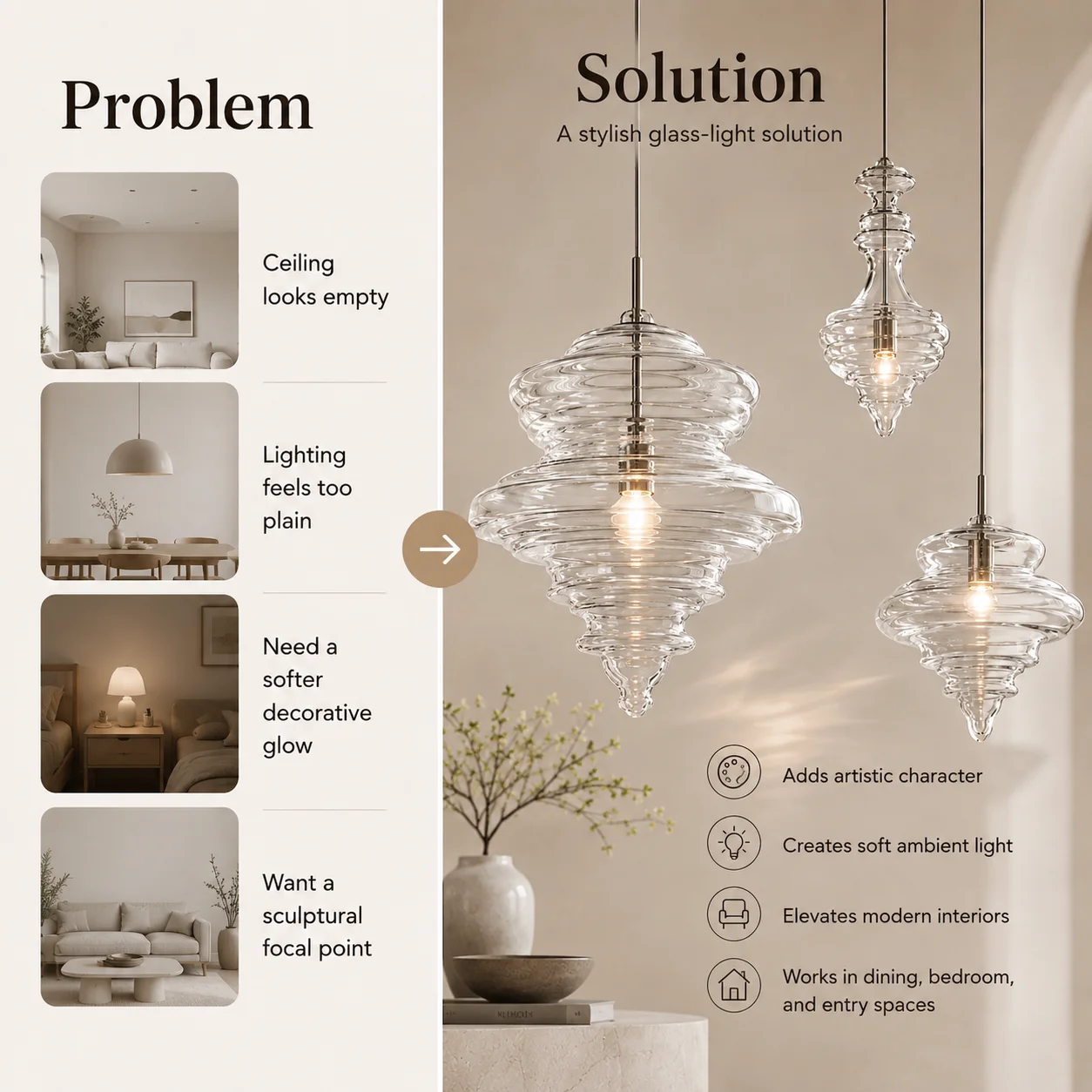 Nordic Lamp Transparent Glass Dining Room LED Pendant Light Vintage Living Room Restaurant Hall Hanging Indoor Light Home Decor