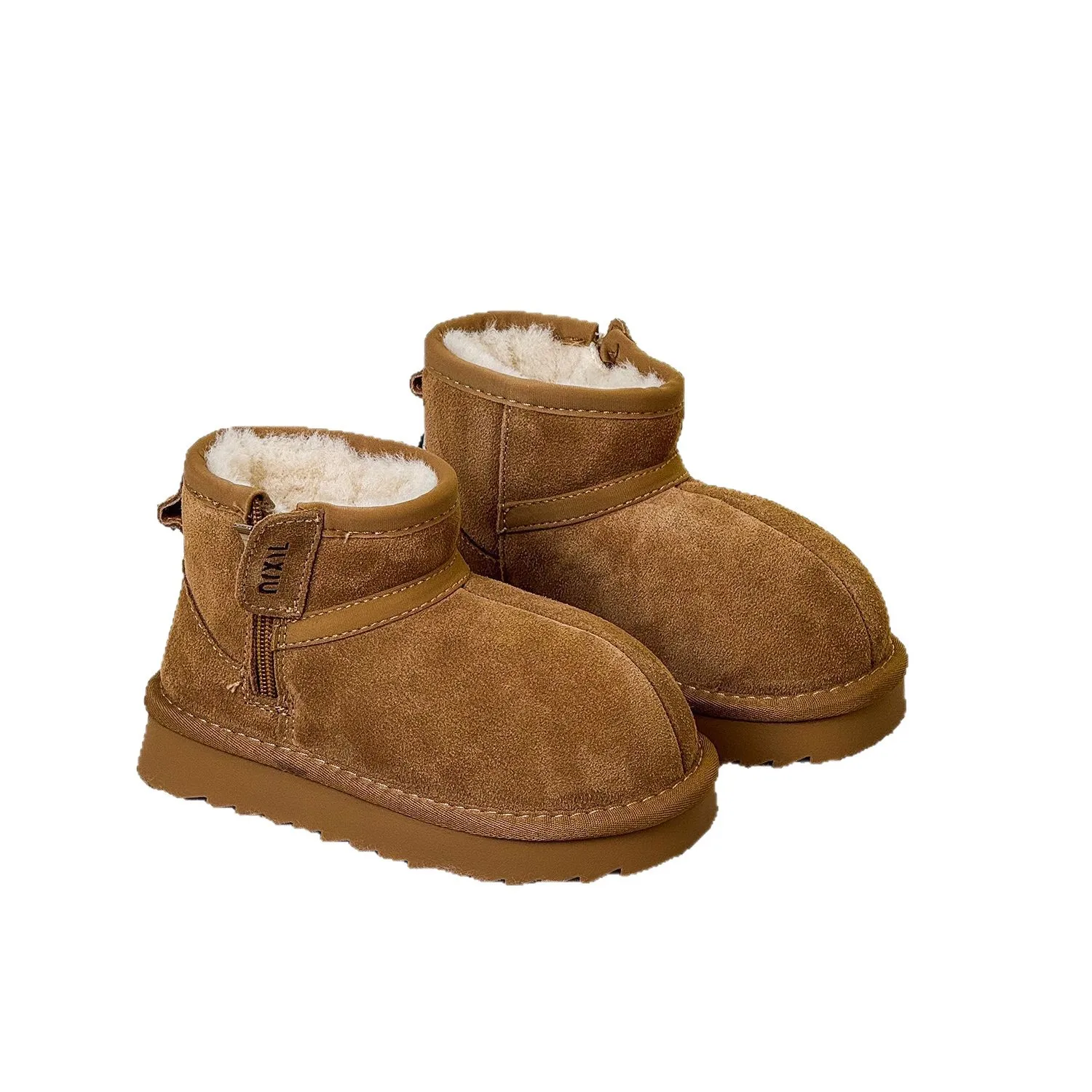 

Зимние детские замшевые зимние ботинки из натуральной кожи с флисовой подкладкой для мальчиков и девочек очень толщины, детские кожаные ботильоны для малышей