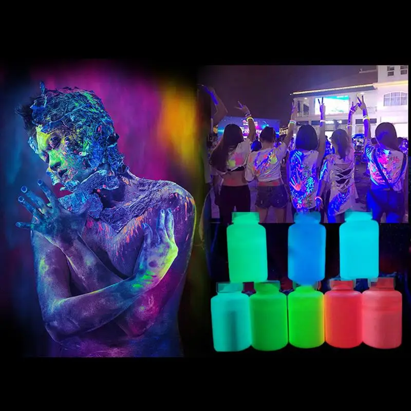 12 Colors Long-lasting Luminous Paints Auto Glow Glow in Dark Acrylic Paints Reflective Paints for Artwork Party Supplies