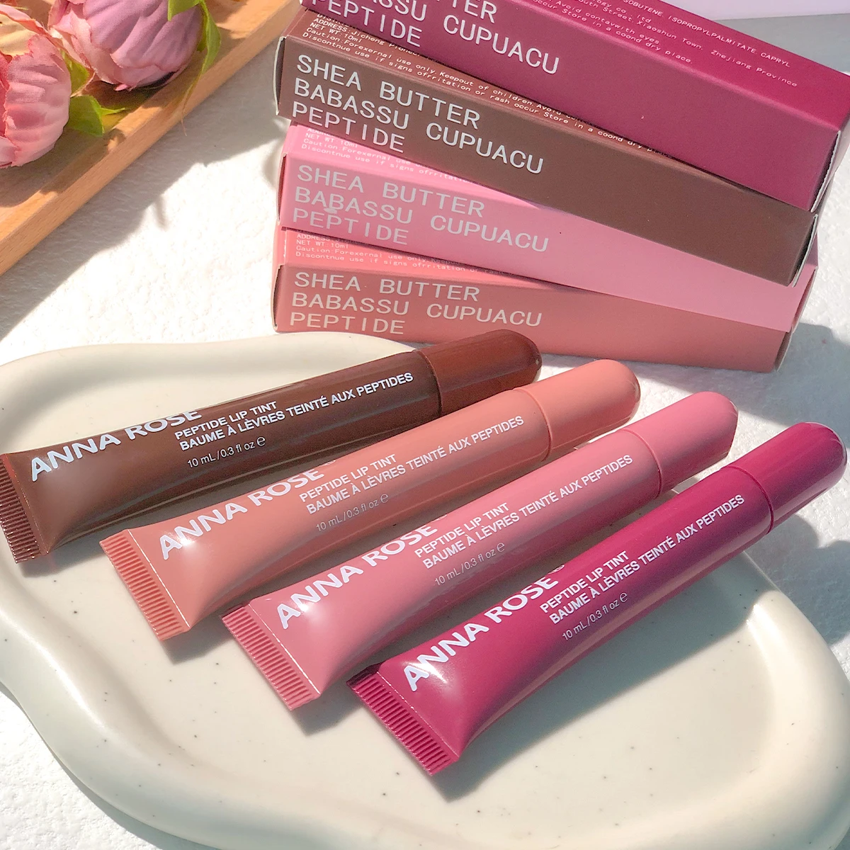 ANNA ROSE 4-Kleuren Buis Lippenstift Hydraterende Lipgloss Kleurrijke Lippenbalsem Lippenstift Orale Glazuur Lip Kleur voor Schoonheid make-up Lipolie