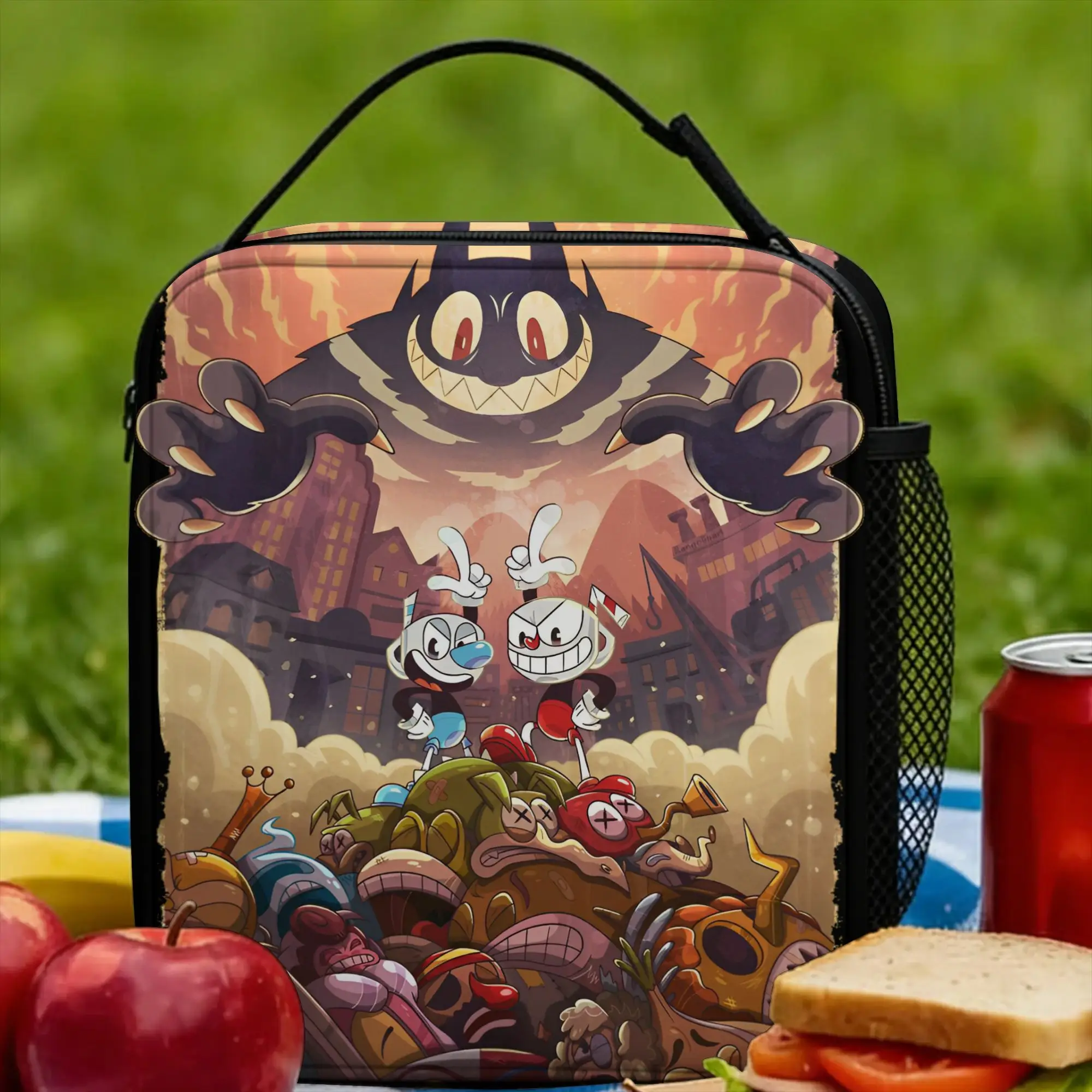 Mi Galeria Suprema Insulated Lunch Bag Thermal Bag Reusable,Meal Container Shooting Game Cupheads Large Tote Lunch Box Girl Boy