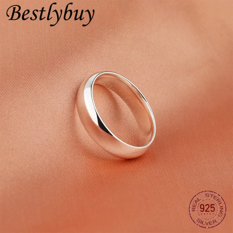 

S990 Pure Silver Simple 4mm Smooth Couple Ring Retro Men And Women Fashion Engagement Jewelry