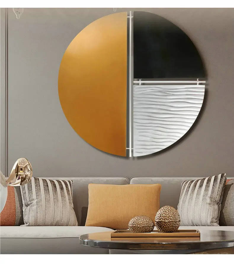 New Chinese style round iron art wall decoration, blue high-end restaurant wall decoration, sunset pattern art sculpture ZY603OE