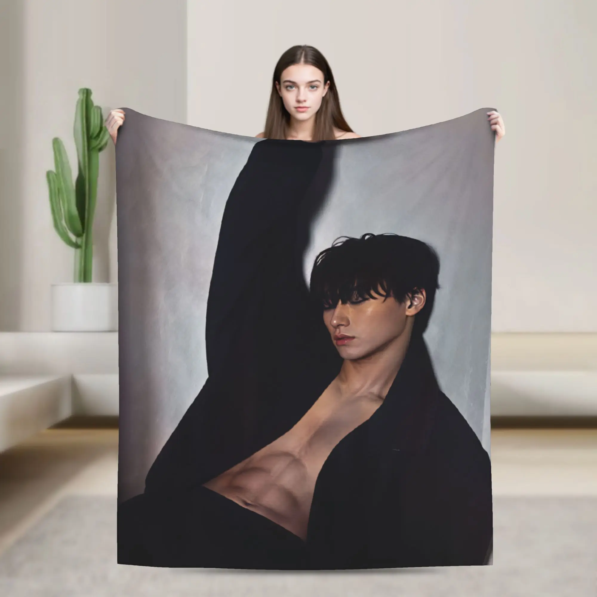 Ateez Choi San Plush Blanket Girls Boys  Flannel Throw Blanket For Home Decor Warm Design Quality Bedspread Birthday Gift