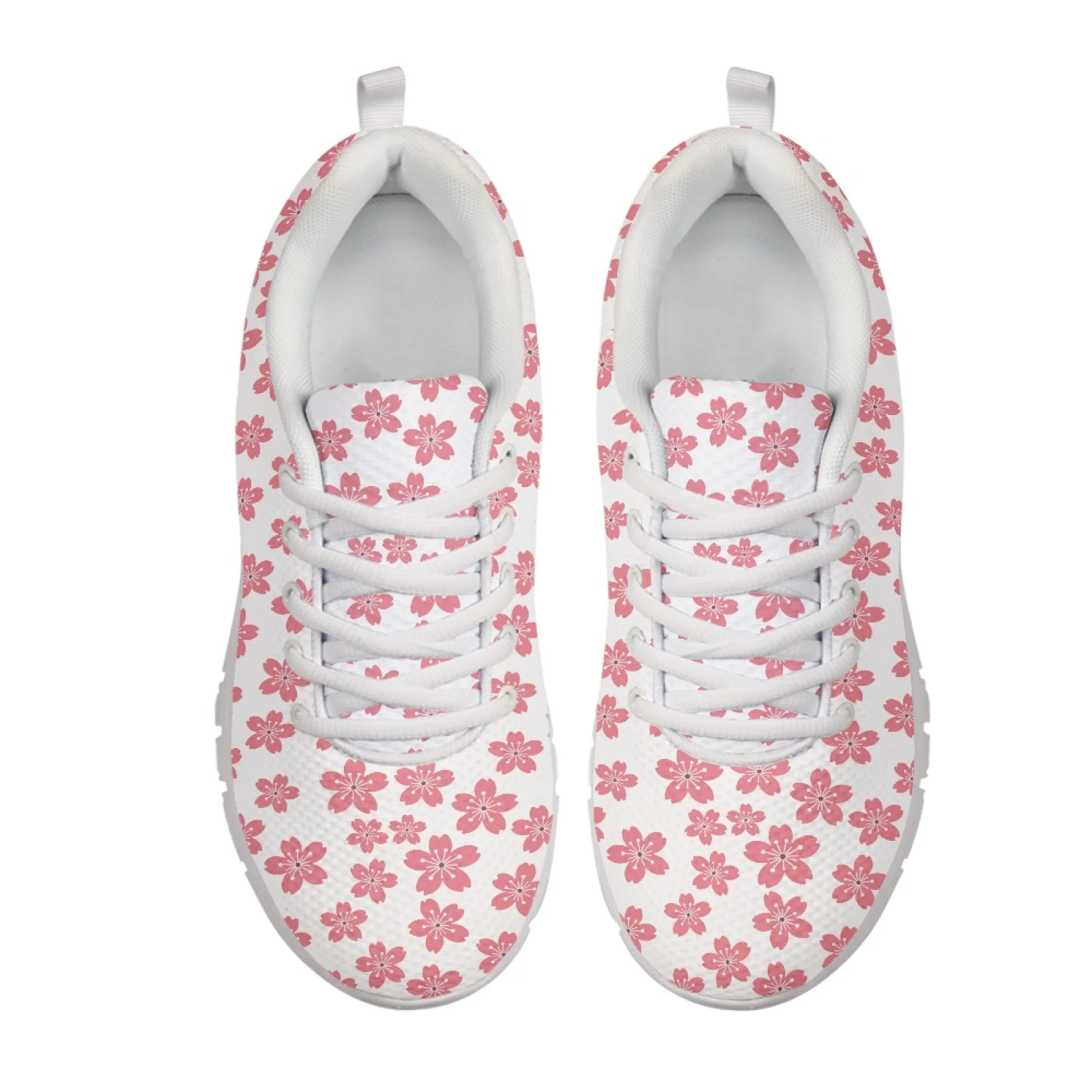 Coloranimal Little Red Flower Pattern Sports Tennis Shoes Mesh & EVA Sole Fashion Sneakers Lace Up Running Shoes for Women