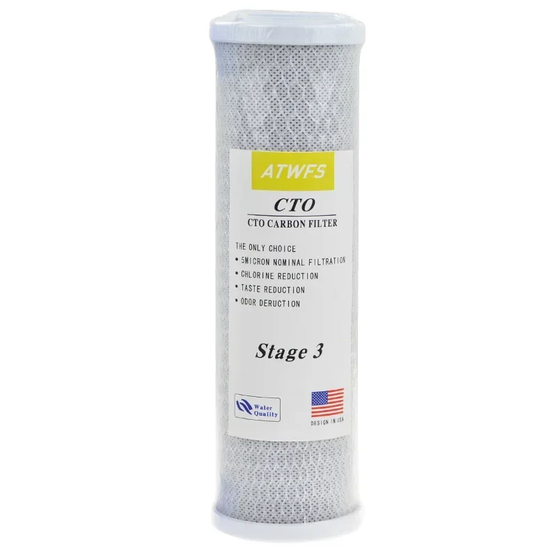 Water 5 Micron Replacement Filter Cartridge Set (10x 2.5 inch) for Standard RO Water Filter Systems - PP Sediment, GAC& CTO