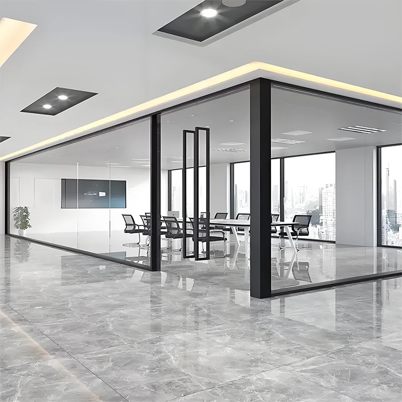 

Office Frameless Glass Wall Partition Door Frame Invisible Steel Keel Structure Glass Wall Door