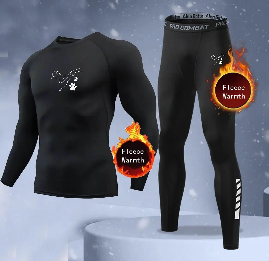 Nouvel ensemble de sport d'hiver pour hommes et femmes, deux pièces, imprimé "Le chien est un ami humain", confortable et chaud au toucher.