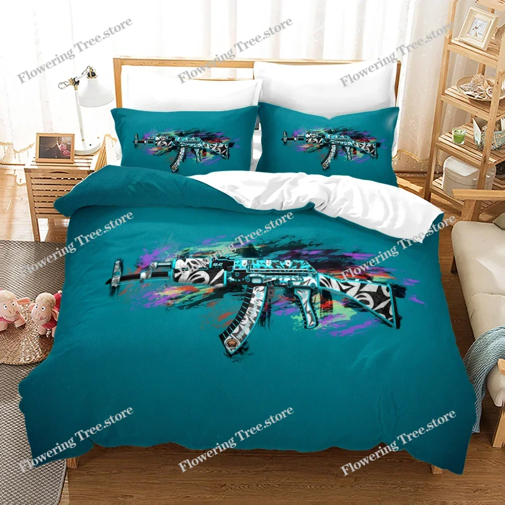 AK47 Knight Academia Anime Duvet Cover Set with Pillow Covers Polyester Teens Kids Bedding Set Full Queen King Size Bed Linen