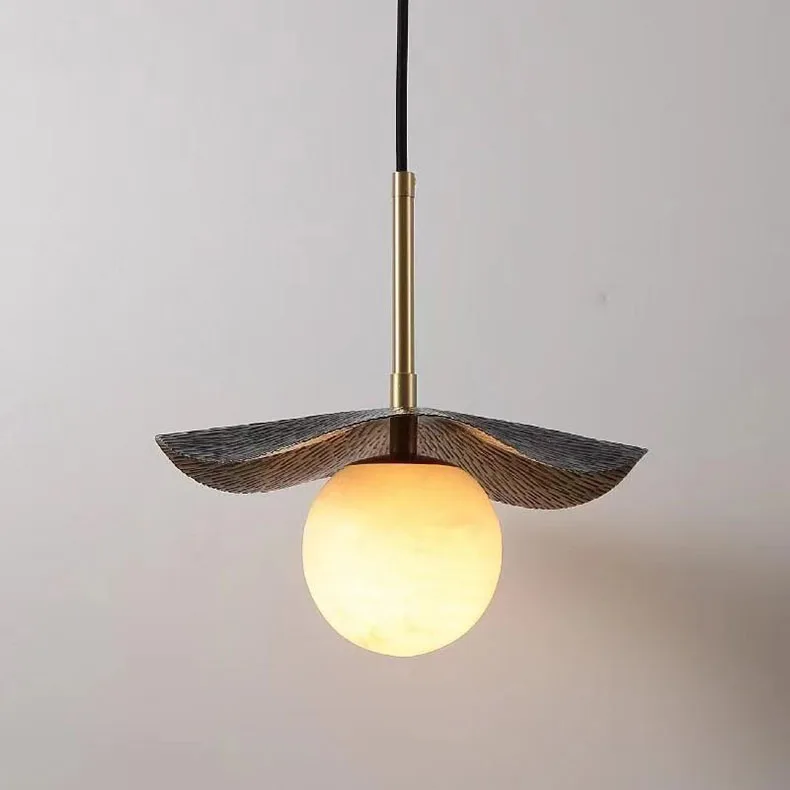 Novelty Copper Bedside Chandelier Natural Marble Ball