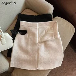 Maillard Tweed Mini Skirts Women A-line Slim Hip Wrap All-match Ulzzang Highstreet Elegant Female Autumn Winter Hot Sexy Daily