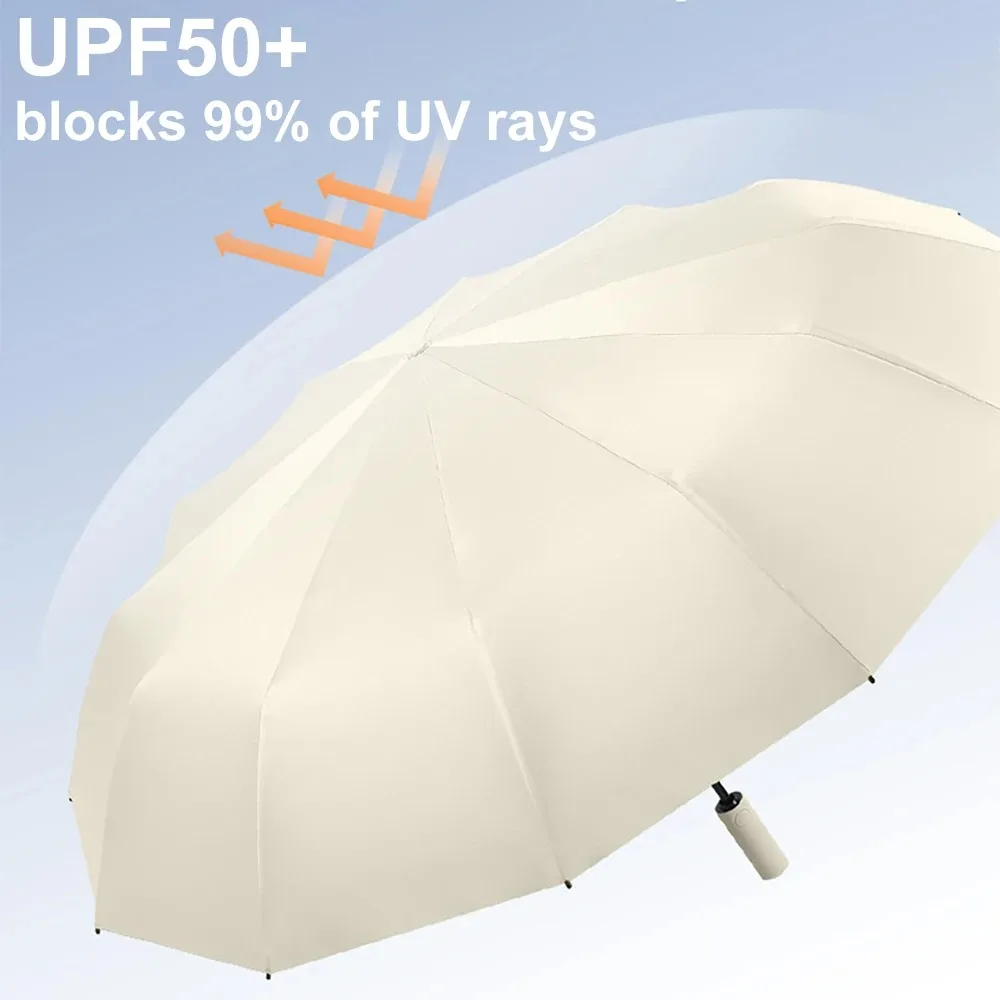 24-Knochen-verstärkter Regenschirm, starker und langlebiger, windbeständiger Regenschirm für Herren, Anti-UV-Sonnenschutz-Regenschirm für Damen, sonnig