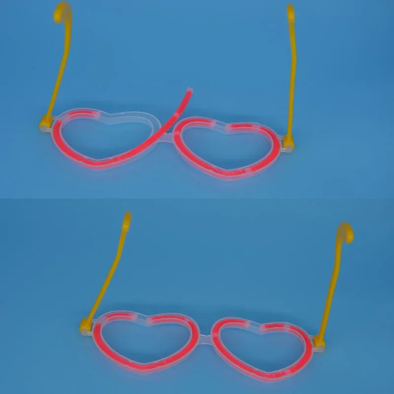 20 sets Festive DIY Luminous Heart Eye Glasses Fluorescent Wear Glow Stick Party Supplies  Adult Kids Birthday Halloween view 6