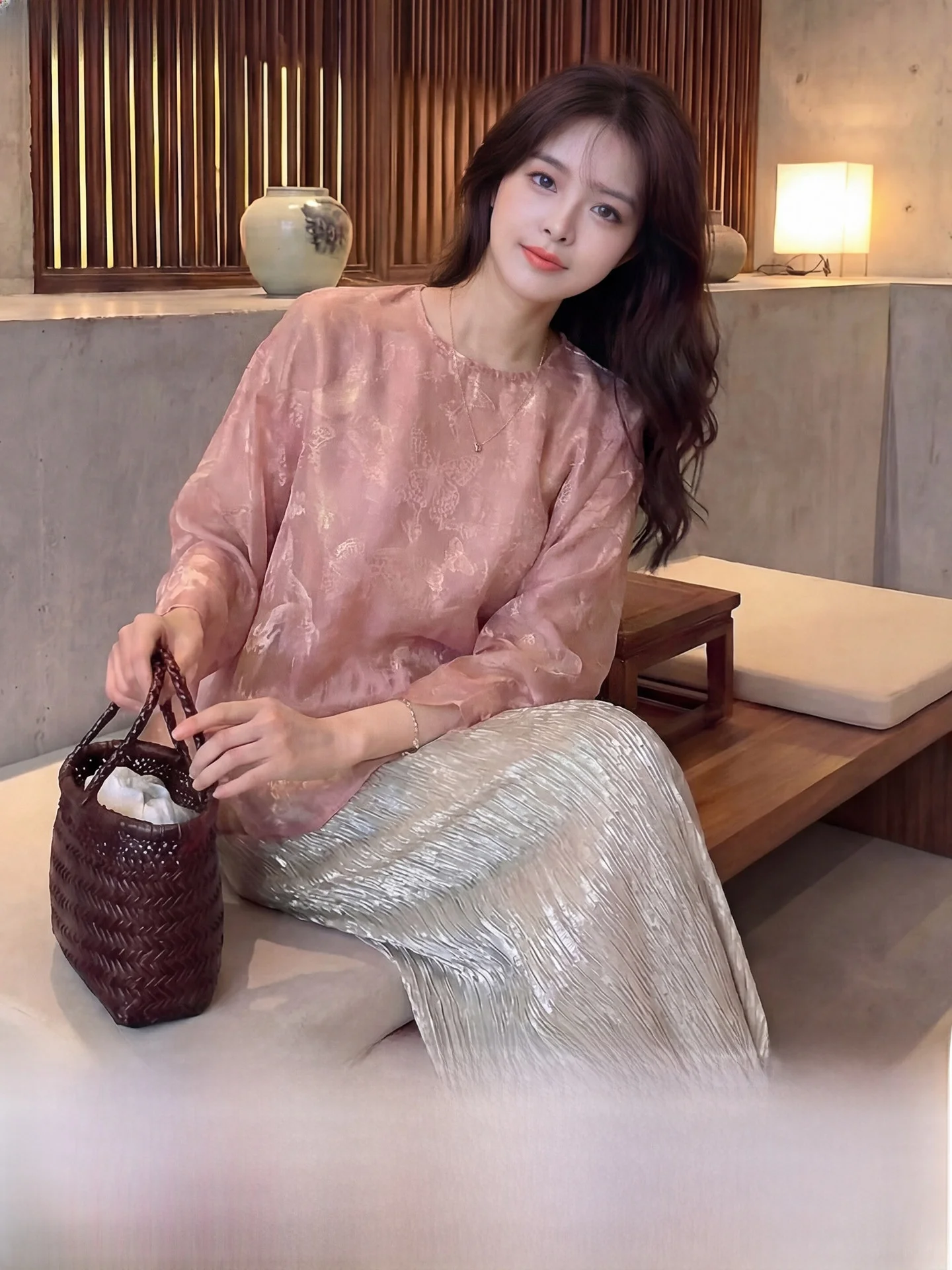 

Silk Yarn Gold! Silk Floating Light Silk T-Shirt Women Summer Thin Semi-Transparent New Chinese Style Sun Protection...