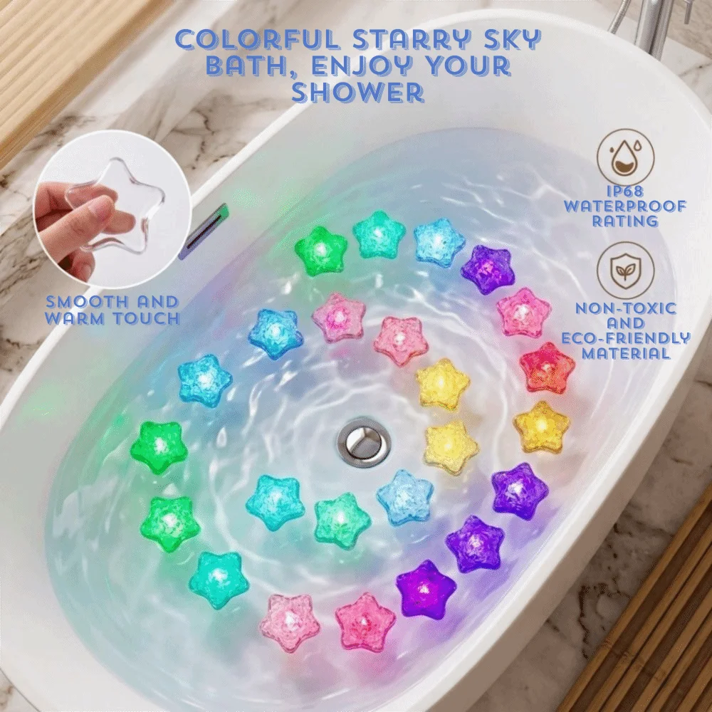 12pcs/box Water Induction Design Induction LED Glowing Star Bath Toy Eco Safe Water Induction Luminous Floating Toy