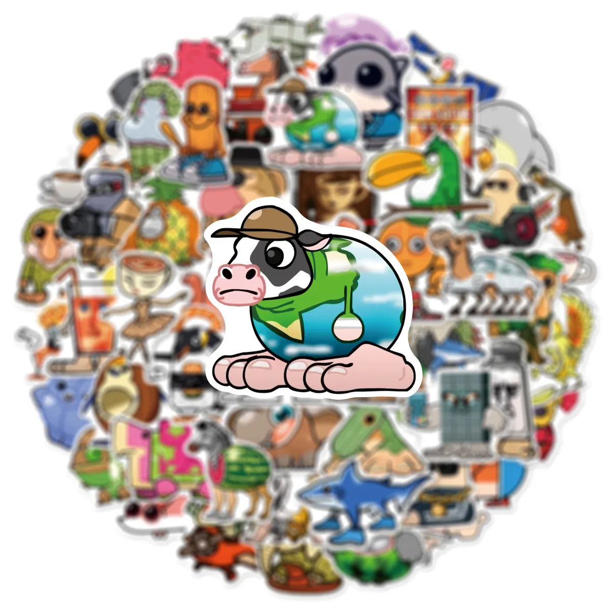 50PCS Abstract Dier Stickers Tung Tung Sahur Italiaanse Brainrot Dieren Cartoon Decal DIY Bagage Telefoon Cup Gitaar Kid Speelgoed