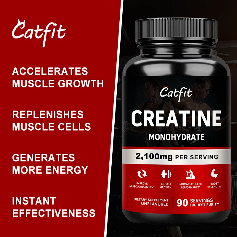 Creatine Monohydrate Capsules Body Building Amid Acid Whey Proteins for Muscle Mass Gym Pre Training Supplement Weights