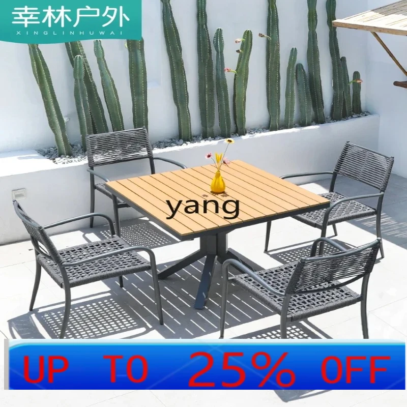 LH 야외 테이블 및 의자, 안뜰 정원 레저 야외 테이블 및 의자, 플라스틱 테라스 라탄 의자 세트