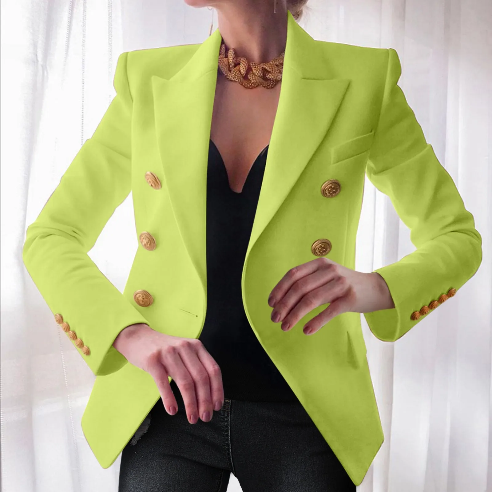 Women Blazers Jacket 2022 Spring Autumn Solid Button Suit Jacket Coat Outwear Elegant Business Work Office Lady Oversize Clothes