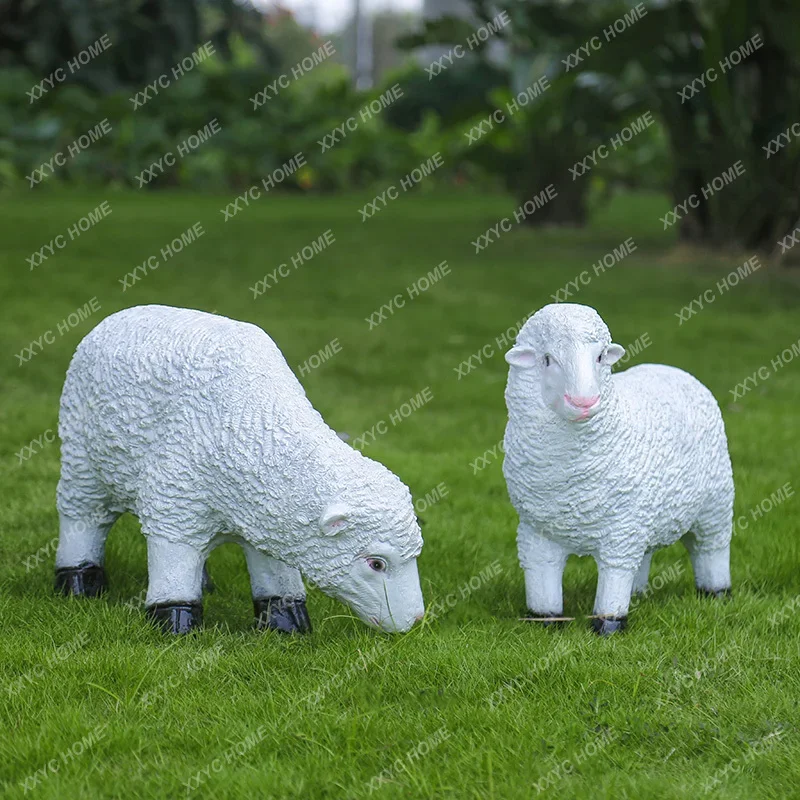 Garden Courtyard Decoration Outdoor Garden Decorations Simulation Animal Sculpture FRP Sheep Ornaments decorative figurines