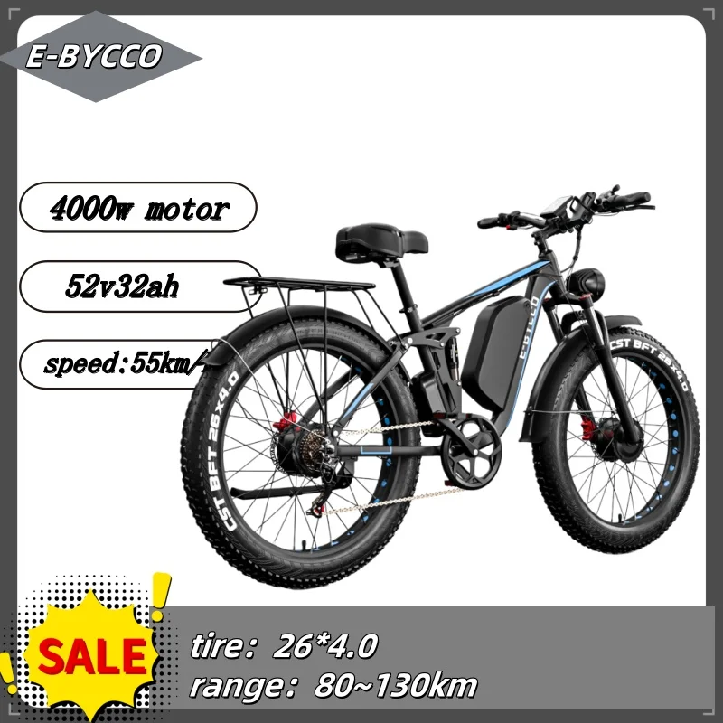EB-7PRO Electric Bike 52V 32AH Battery 4000W Dual Motor E- bicycle Off-Road Full Suspension 26 Inch tire Electric bicycle image 1