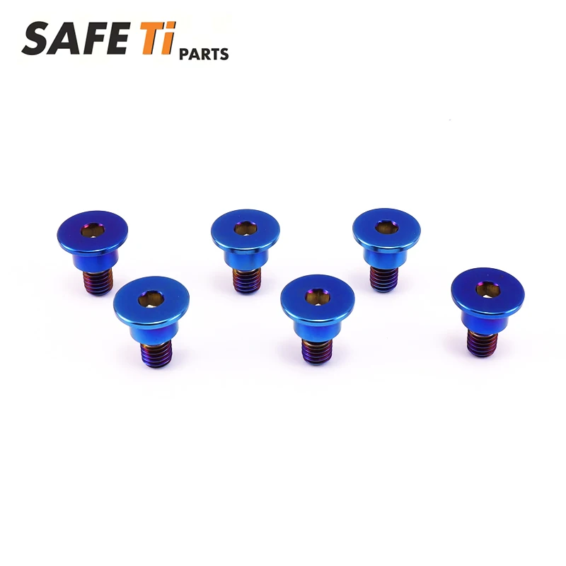 GR5 Titanium Fork Guard Bolt Kit 6PCS for YAMAHA Dirt Bike | Burned Blue Rainbow Front Fork Screws Set Motocross Parts