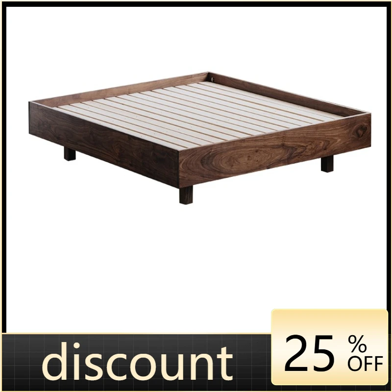 

LMM solid wood suspension bed Nordic black walnut solid wood 1.5 single 1.8 meters double bed