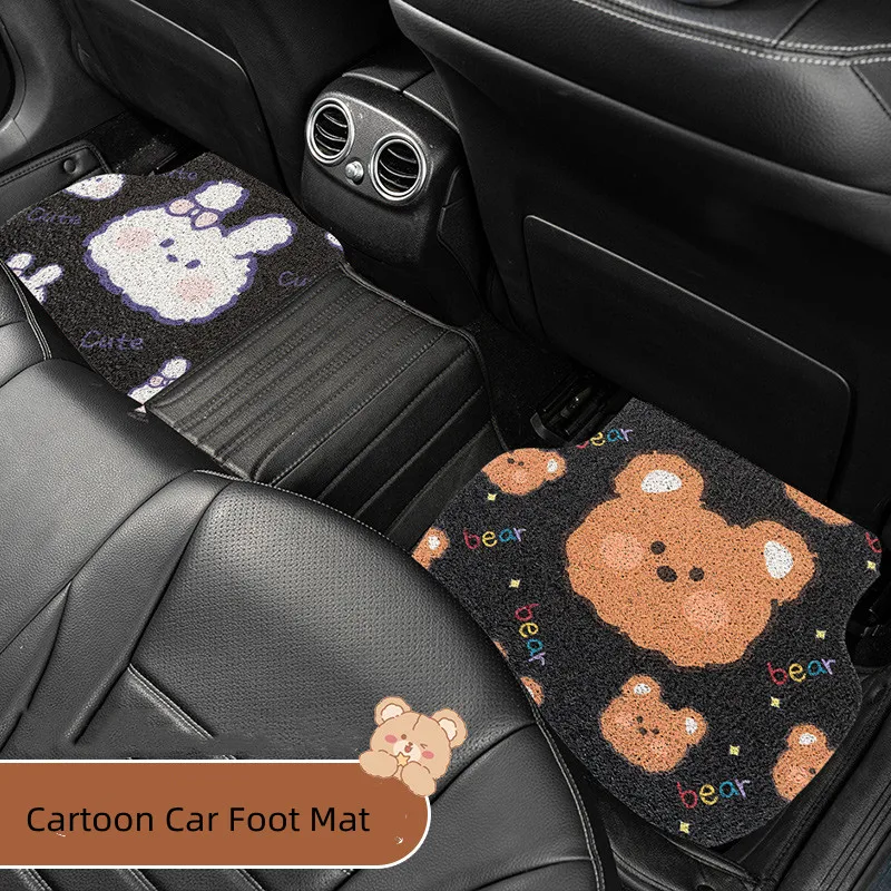 New Four Seasons Cartoon Anti-dirty Anti-slip Protective Silk Wire Loop Creative Car Foot Carpet Mat