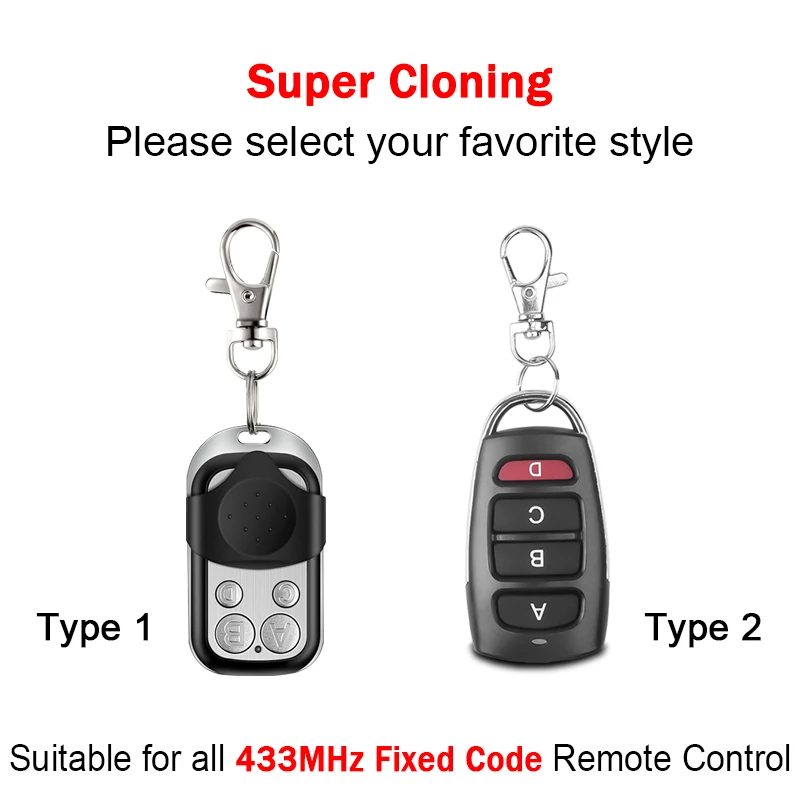 MOTOSTAR CLICK 4M / CLICK 4C / CLICKSTAR 2 / CLICKSTAR 4 / RE532 / RE534 Garage Door Remote Control Clone 433.92MHz Fixed Code