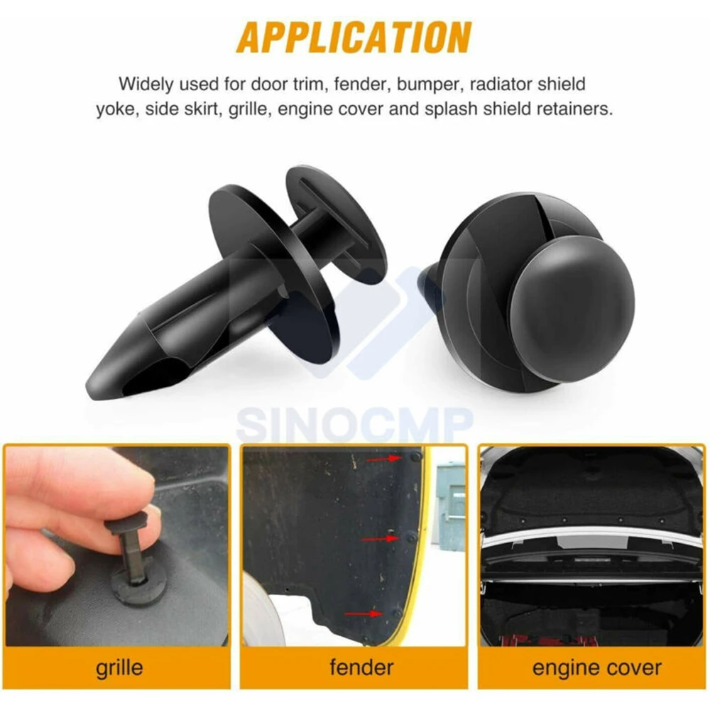 Universal Auto Bumper Fastener, Hole Rivet Retainer, clipe de plástico, empurrar na tampa, Fender, carro Porta Guarnição Painel Clip Assy, 8mm, 100