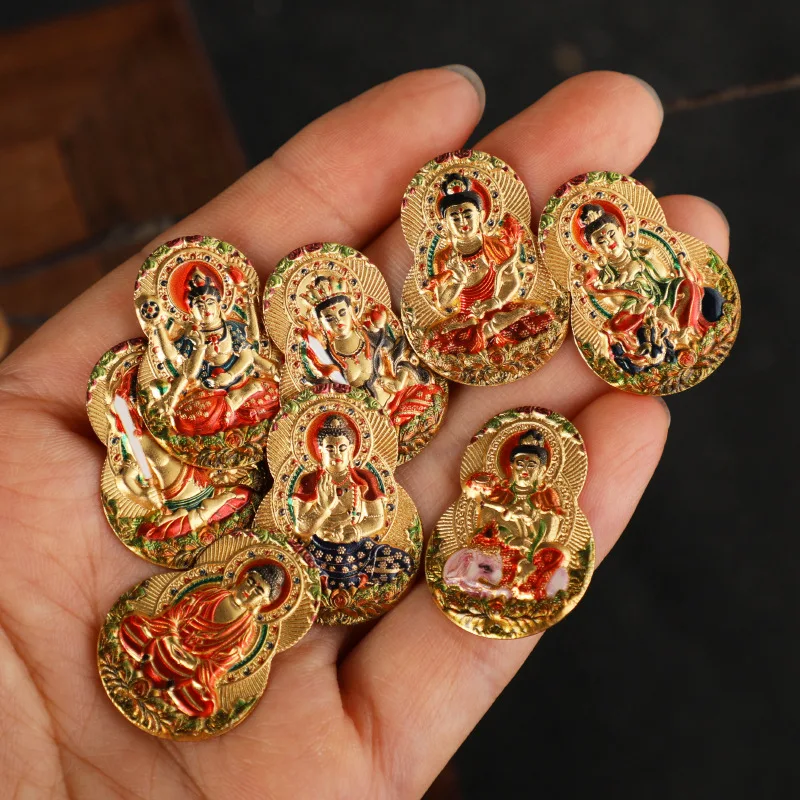 

3D Relief Gourd Card 12 Zodiac Eight Patron Saints Buddha Amulet Portable Decor