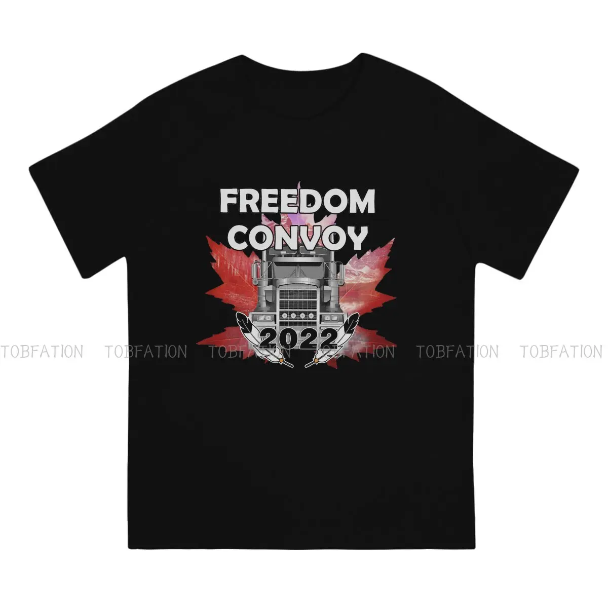 The Maple Leaf Hipster TShirts Freedom Convoy Cool Men Graphic Fabric Tops T Shirt Round Neck