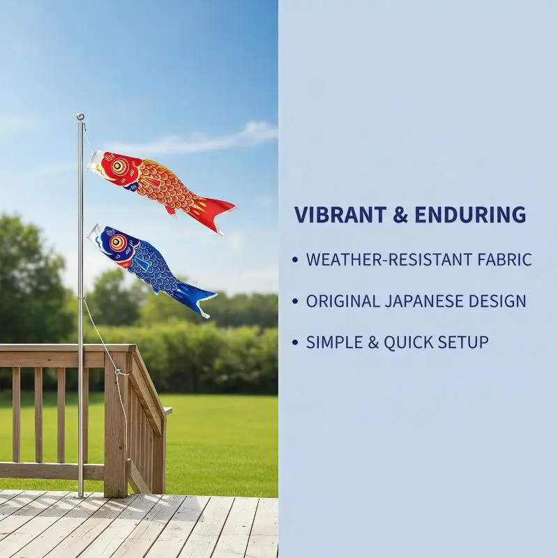 Japanese Style Carp Windsock Vibrant Wind Resistant Mini Koinobori Flag Cute Decor for Garden Patio Children's Day Gift