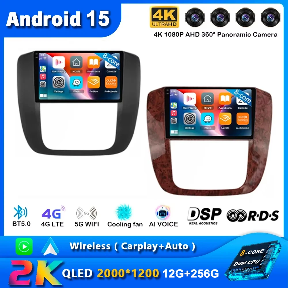Android 15 Car Radio For GMC Yukon Chevrolet Tahoe Suburban 2007 - 2012 Navigation GPS Multimedia Video Player Stereo WiFi+4G BT