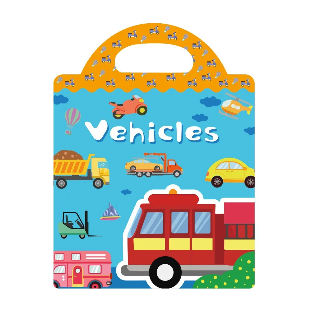 

Portable Educational Jelly Sticker Books Waterproof Washable Quiet Book with Diverse Reusable Children Scene Stickers for DIY