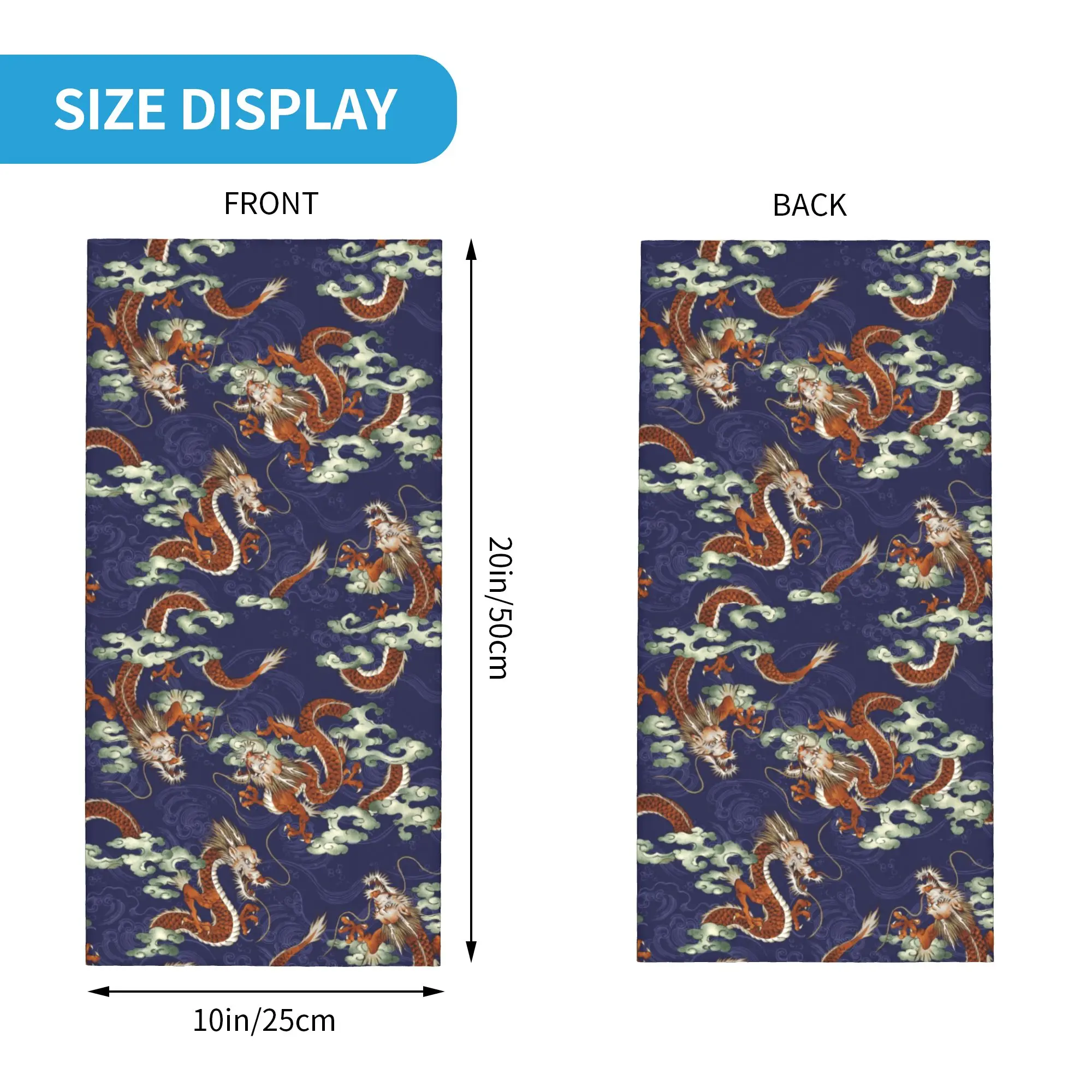 Custom Tradition Asian Style Dragon Totem Bandana Winter Neck Warmer Women Windproof Wrap Face Scarf for Hiking Chinese Myth