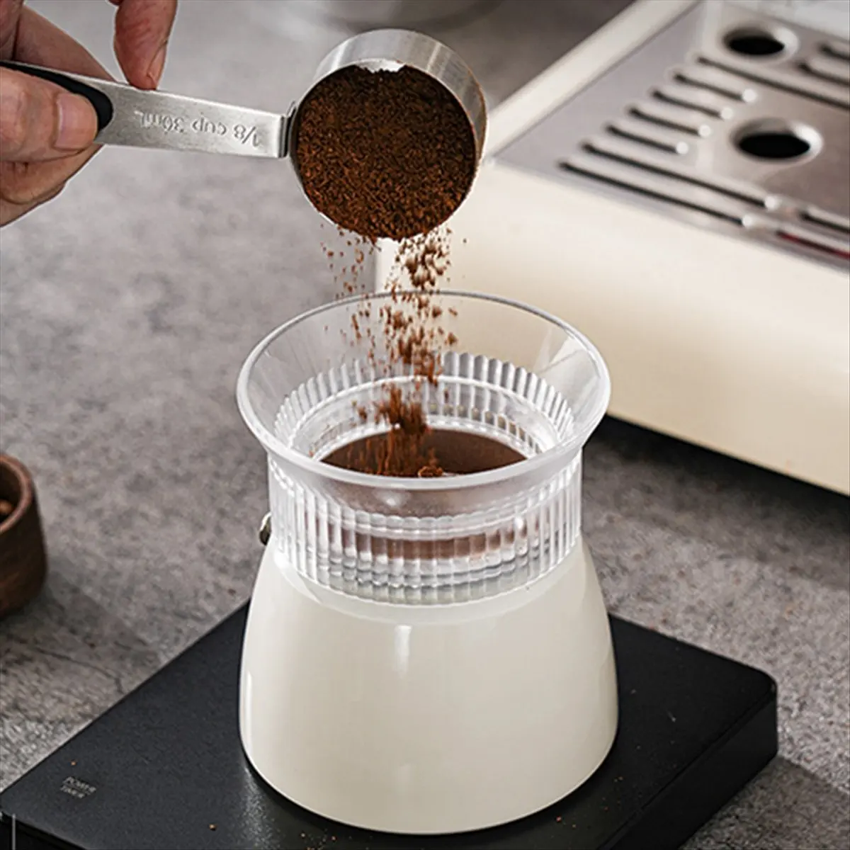 2026 NEW Coffee Tamper for Moka Pot Rotary Powder Dosing Ring Coffee Distributor Leveler for 150ml Transparent