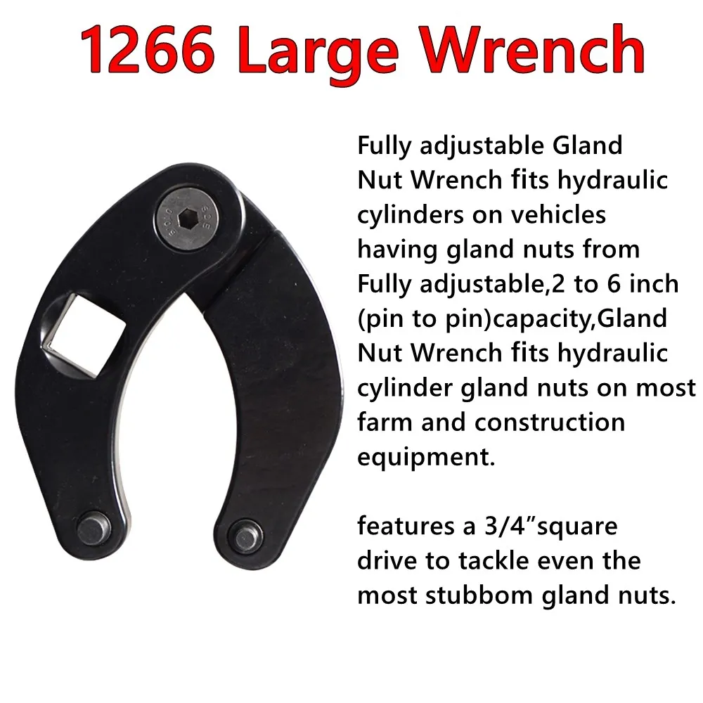 ประแจขันน็อต 1266 ขนาด 3/4 นิ้ว แบบสี่เหลี่ยม ปรับได้ สำหรับน็อตกระบอกไฮดรอลิก ใช้ได้กับอุปกรณ์การเกษตรและก่อสร้างส่วนใหญ่