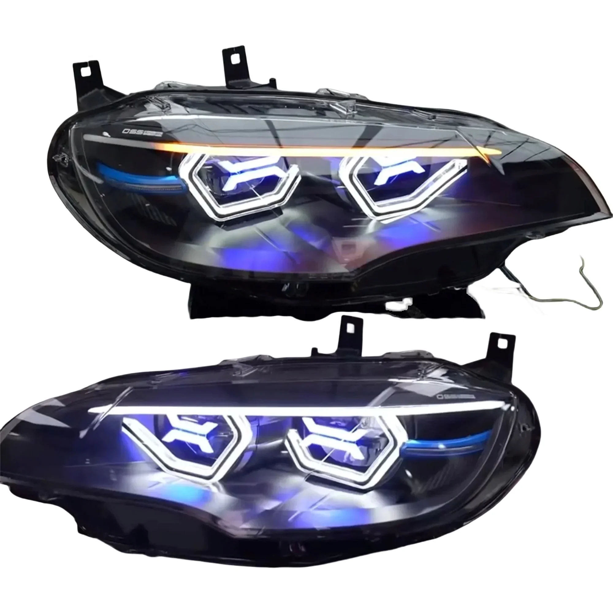 For 2009 and 2013 BMW X5 X6 E70 E71 Modified OSS Headlight Dual-color Switch DRL with RGB X Light