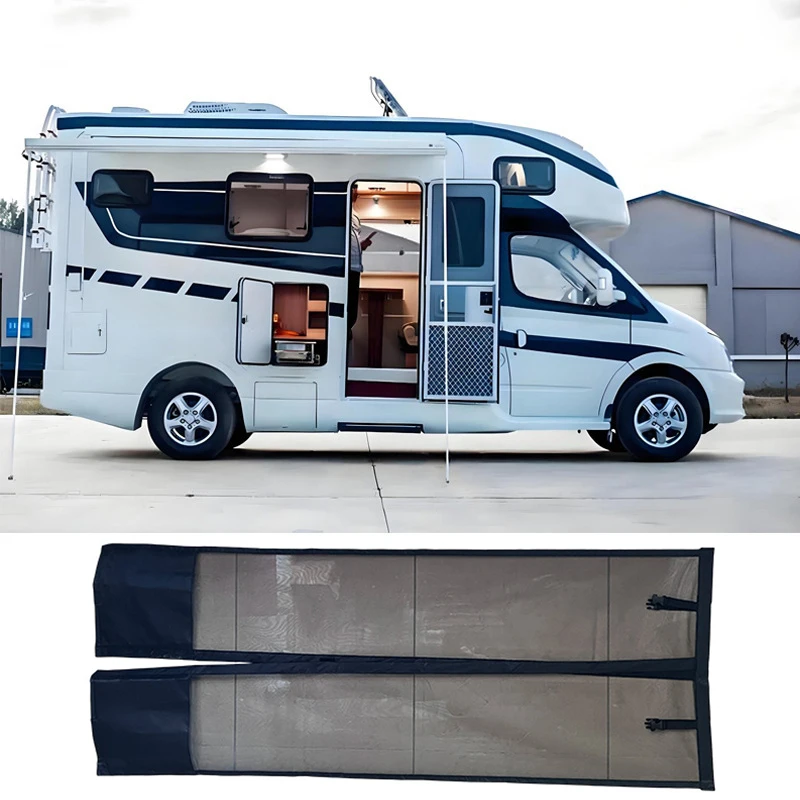 RV Door Curtain Camping Car Insect Mesh Mosquito Net Motorhome Breathable Sunshade Roller Blinds RV Outdoor Camping Supplies