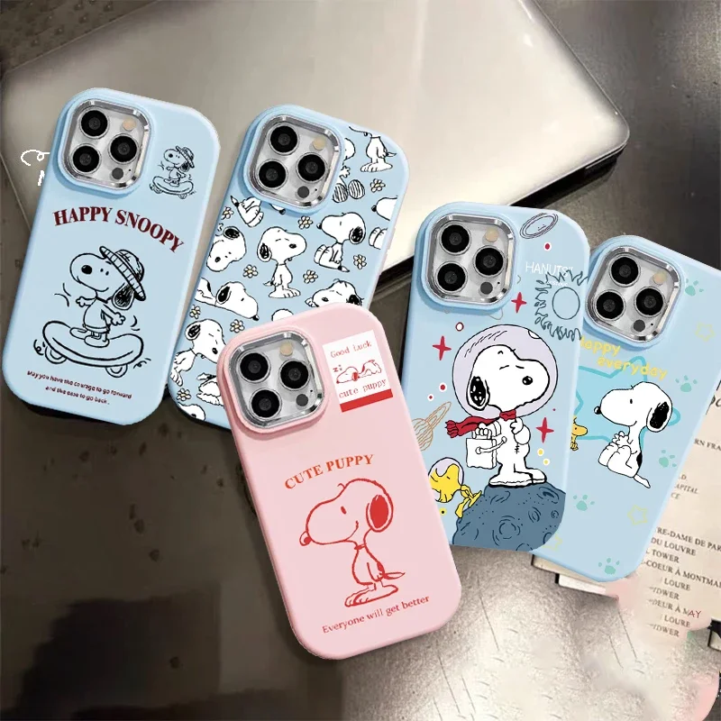 

Чехол для телефона с рисунком S-Snoopy для iPhone 17, 16, 15, 14, 13, 12, 11 Pro Max Plus 16e, мягкий силиконовый противоударный милый чехол