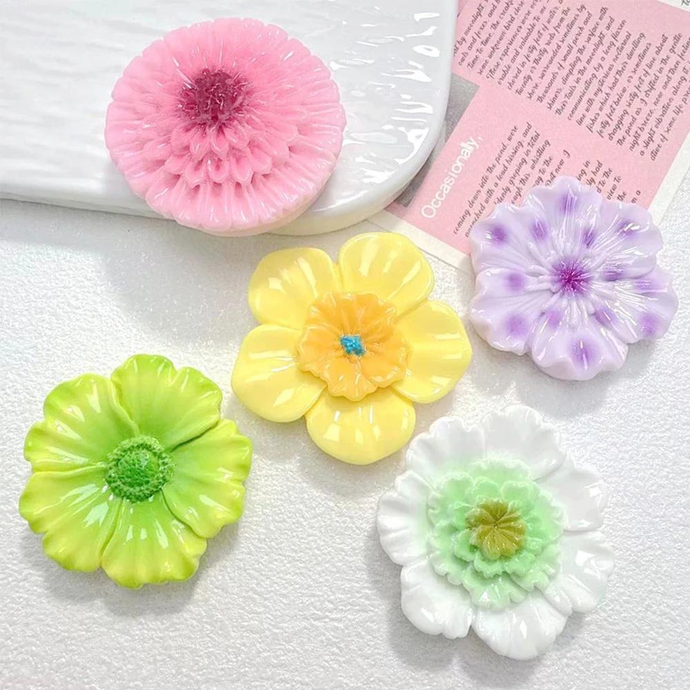 2PCS Shiny Daisy Series Miniature Flat Back Resin Cabochons For Hairpin Scrapbooking DIY Home Decor Craft Accessories