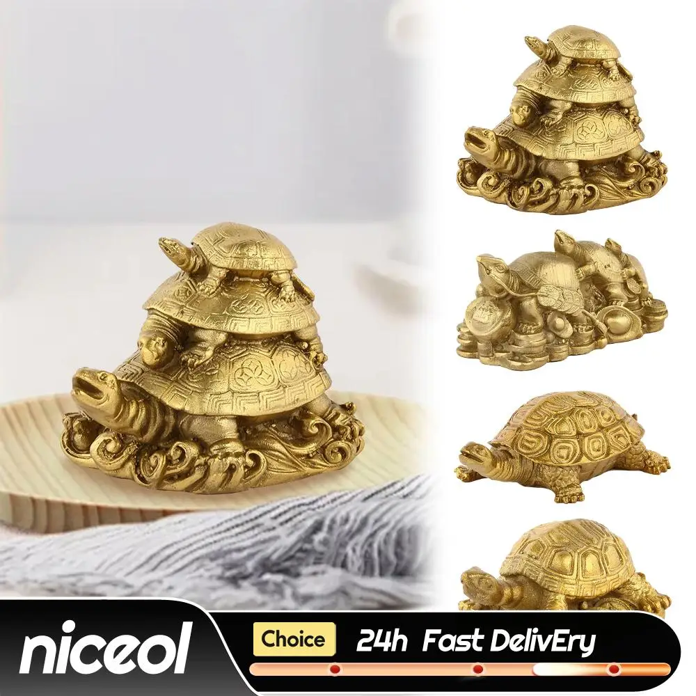 Brass Turtle Exquisite Ornament Birthday Gift Turtle Ornaments Pyrite Tortoise Inspired Decor for Living Room Table Display