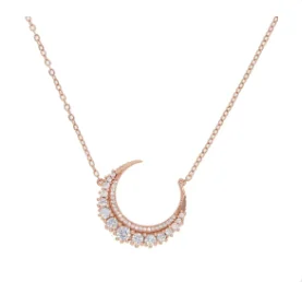 Rose gold color three design pink white cubic zirconia choker charm necklace gorgeous women cz jewelry